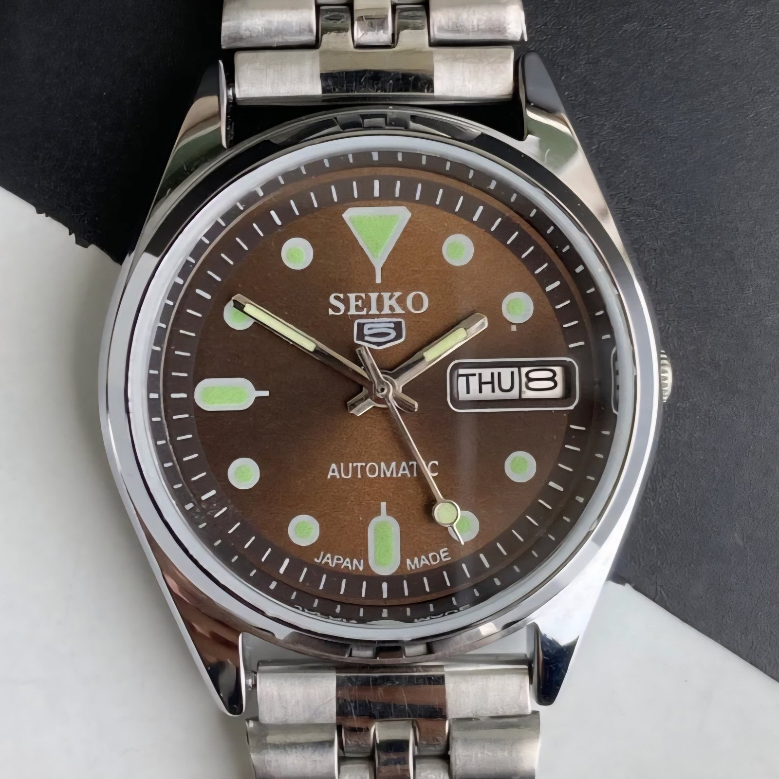 Vintage Seiko 5 Automatic Cal 6309 Brown face Mens Wrist Watch MK03