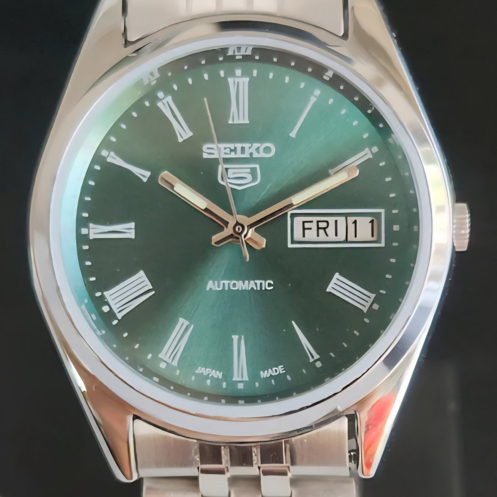 Vintage Seiko 5 Automatic cal 6309 green face Mens Wrist Watch mk10
