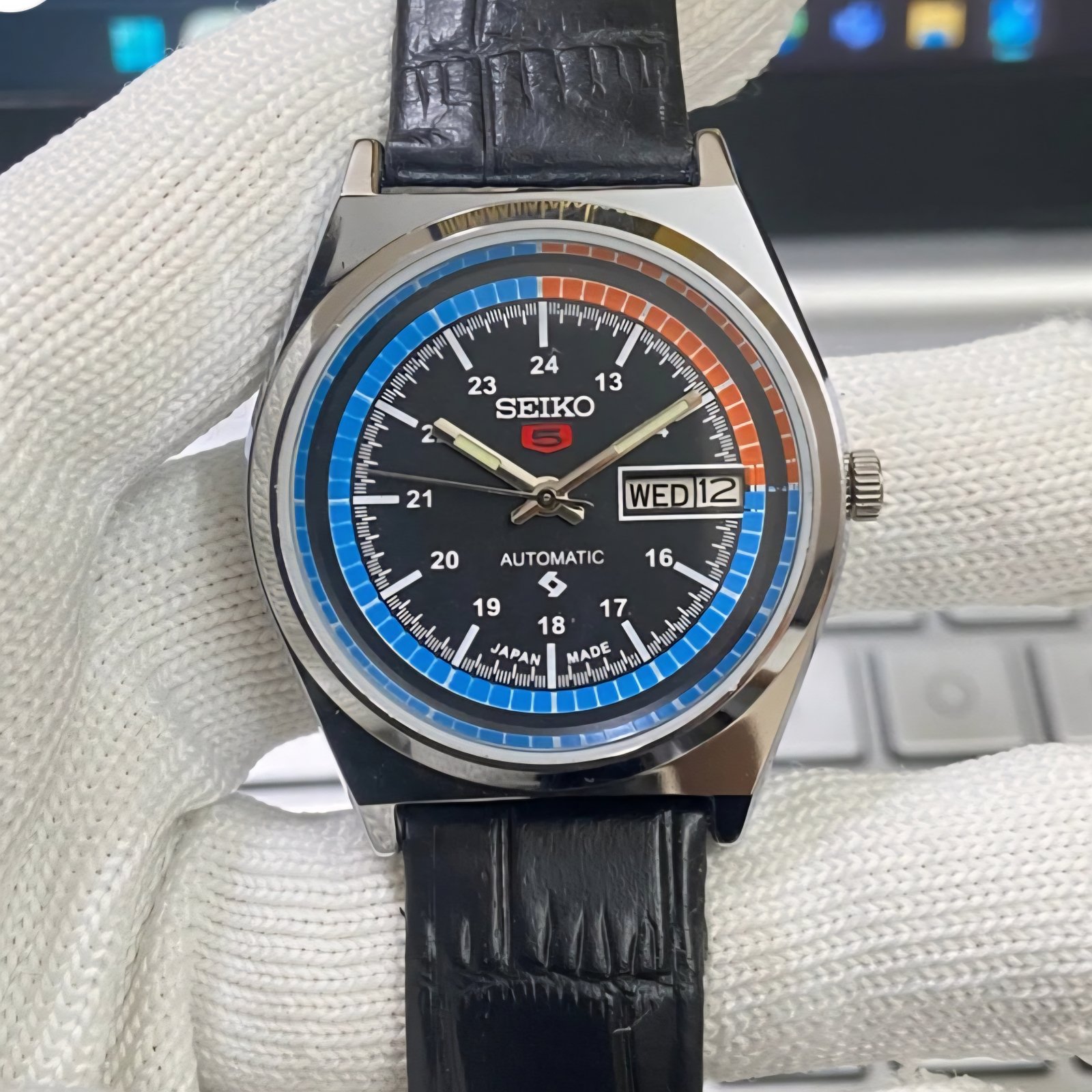 Vintage Seiko 5 Automatic Cal 6309 black Face Mens Wrist Watch MK11